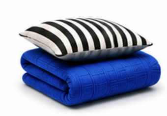 Pillow and blue blanket